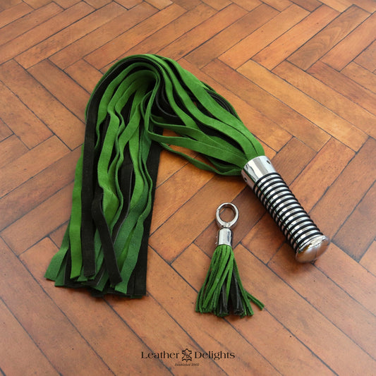 Torture Chamber Flogger - Forrest Green & Lime Green