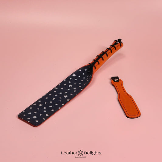 Double Cheek Slapper - Stars Suede & Orange Leather