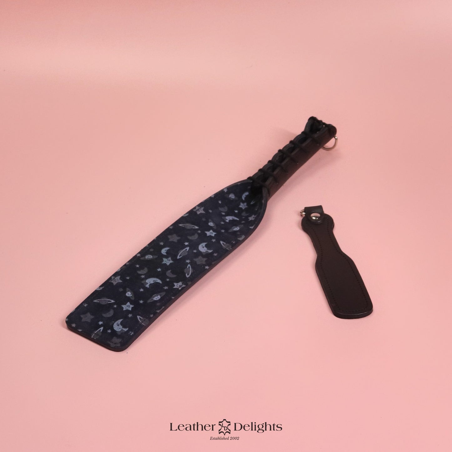 Double Cheek Slapper - Moon and Stars Suede & Black Leather