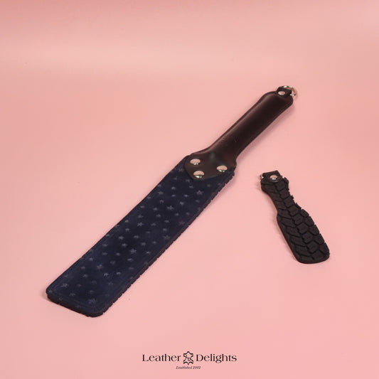 Punishment Paddle - Stars Suede & Black Tyre Tread Rubber