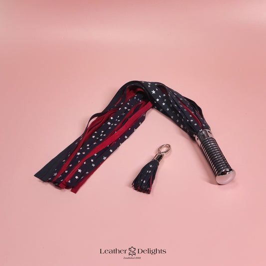 Torture Chamber Flogger - Stars & Dusty Red Suede