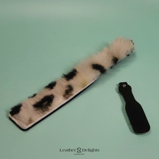 Double Cheek Slapper - Cream Sheepskin with Black Spots & Black Dimpled Rubber