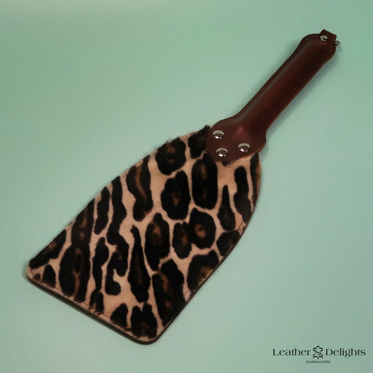 Booty Beater - Leopard Print Sheepskin & Brown Leather