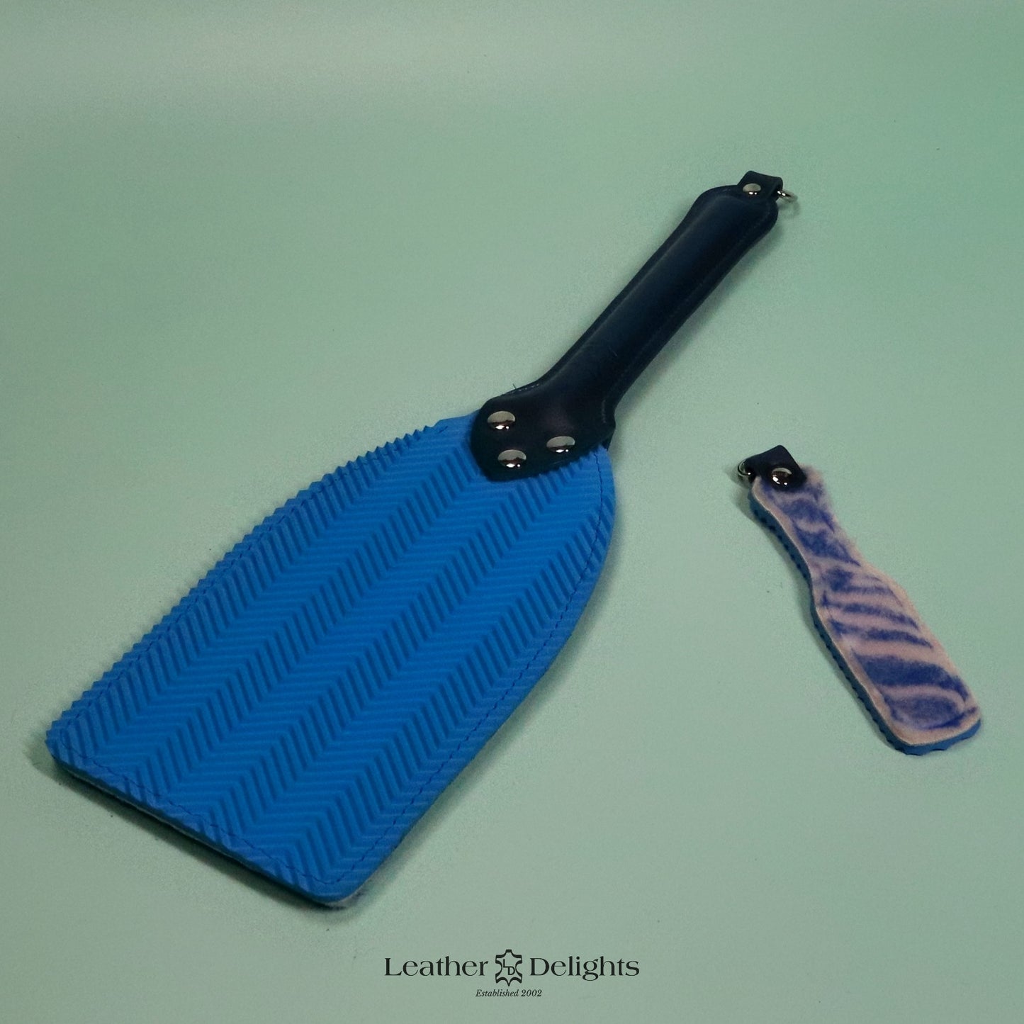 Booty Beater - Blue Zebra Print Sheepskin & Blue Ripple Rubber