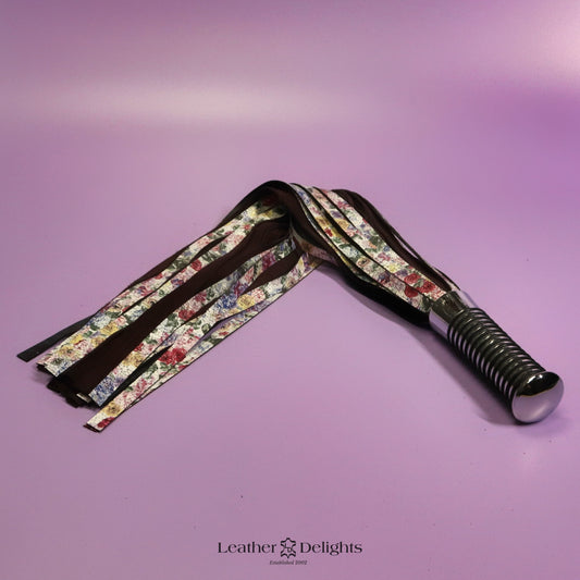 Torture Chamber Flogger - Floral Goatskin & Burgundy Suede