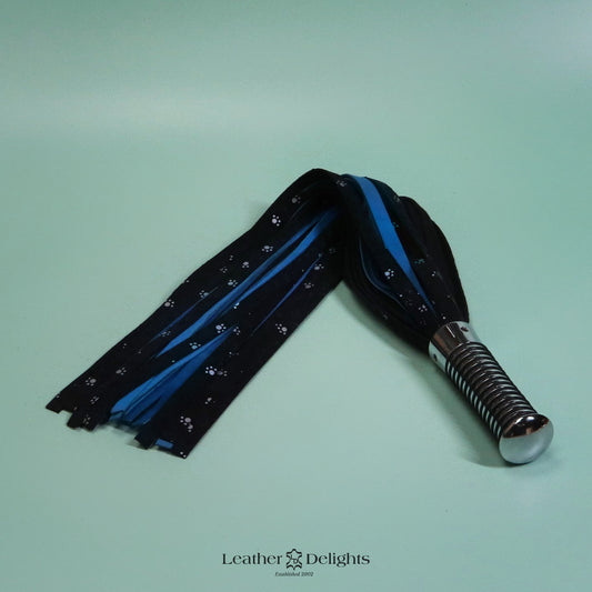 Torture Chamber Flogger - Paw Print & Turquoise Suede