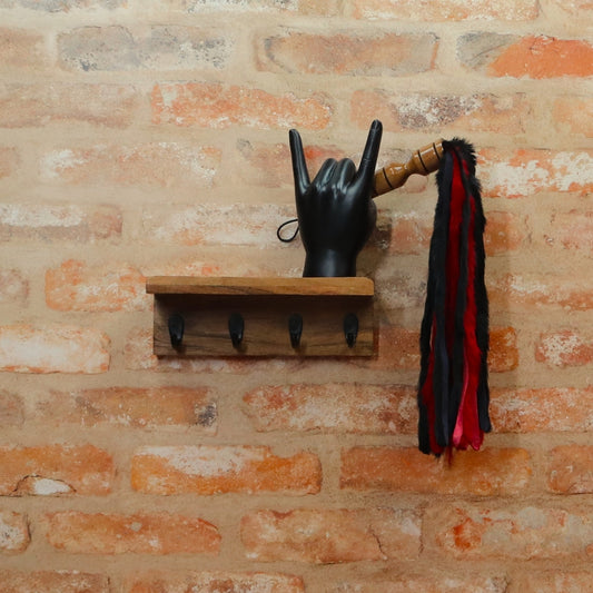 Two Tone Red & Black Rabbit Fur Flogger