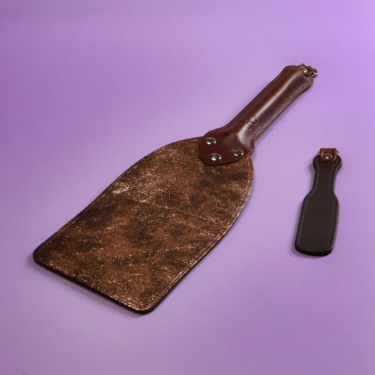 Booty Beater - Metallic Bronze Leather & Brown Leather