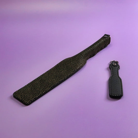 Double Cheek Slapper - Black and Gold Suede & Black Dimpled Rubber