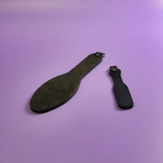 Shoe Sole - Black and Gold Suede & Black Leather