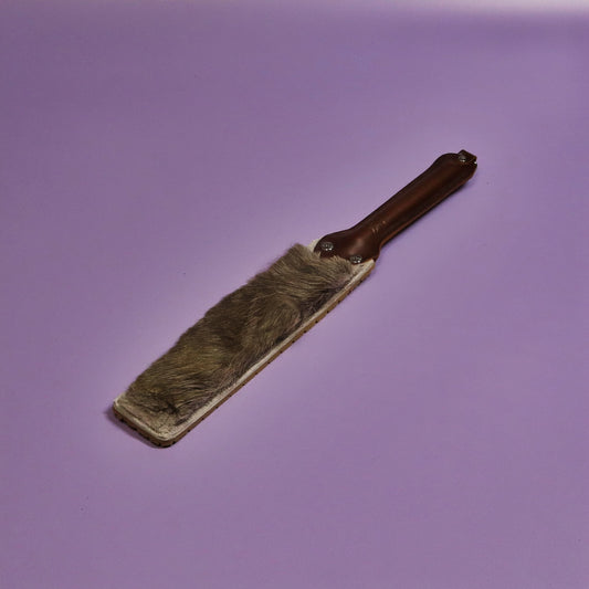 Punishment Paddle - Beige Tyre Tread Rubber & Hair on Hide Reindeer with Brown Handle