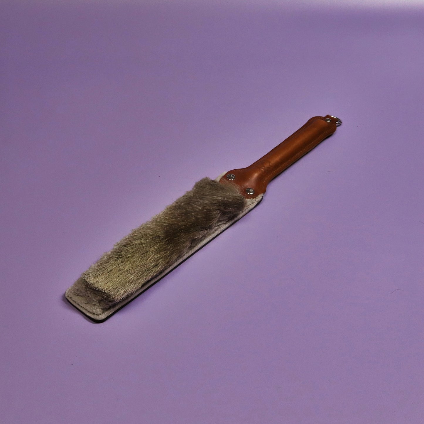 Punishment Paddle - Firm Brown Leather & Hair on Hide Reindeer with Tan Handle