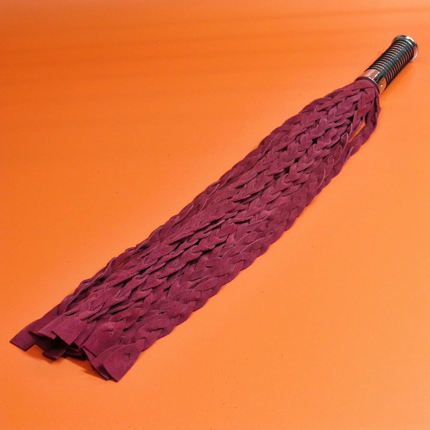 Braided Enigma Flogger - Burgundy Suede
