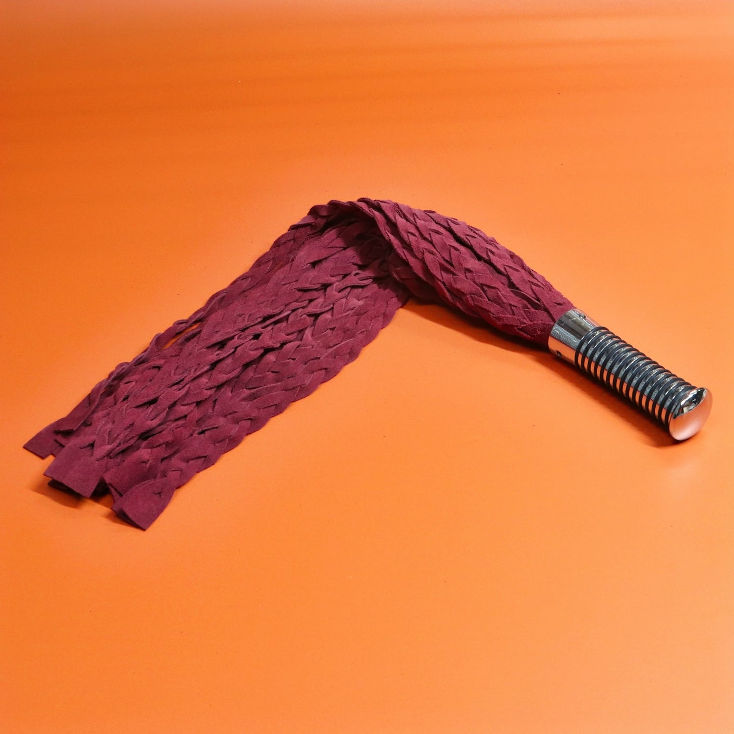 Braided Enigma Flogger - Burgundy Suede
