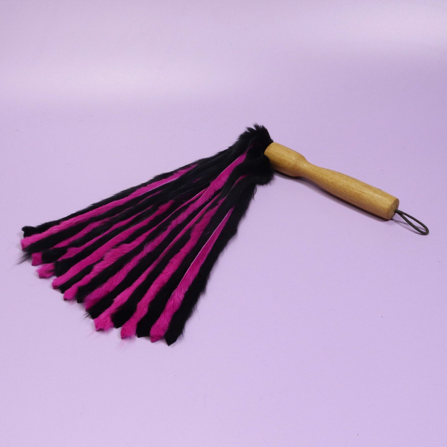 Black & Pink Rabbit Fur Flogger