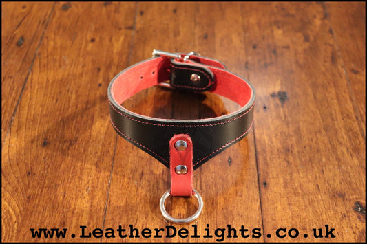 1" Wide Collar with Dropped Welded O Ring - Leather Delights