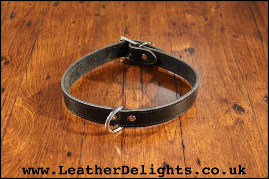 1" Wide Collar with Welded D Ring - Leather Delights