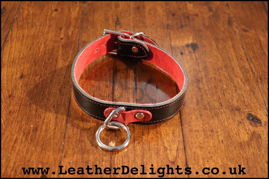 1" Wide Collar with Welded O Ring - Leather Delights