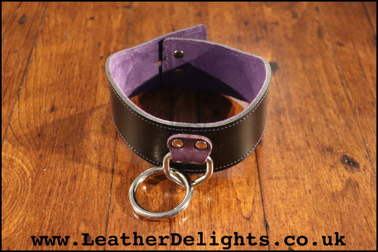 2" Wide Contour Collar with Welded O Ring - Leather Delights