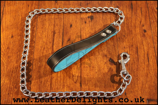 Chain Lead with Leather Handle - Leather Delights