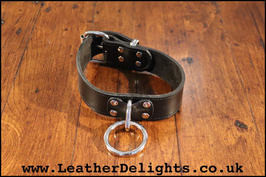 Heavy Duty Collar with Welded O Ring - Leather Delights